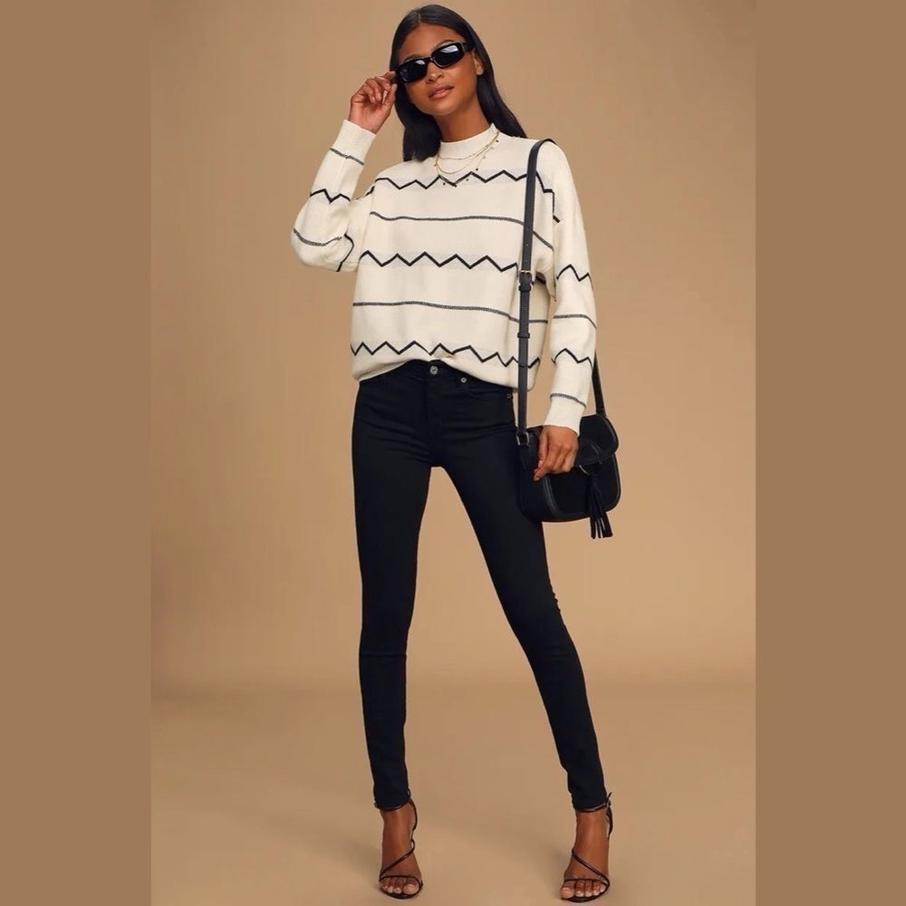 Lost + Wander Zig-Zag Pullover Mockneck Sweater